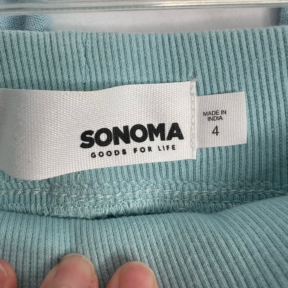 Sonoma Goods For Life S Pants Linen Blend Aqua Blue 4 Beach Pool Cover Wide Leg - Picture 3 of 7
